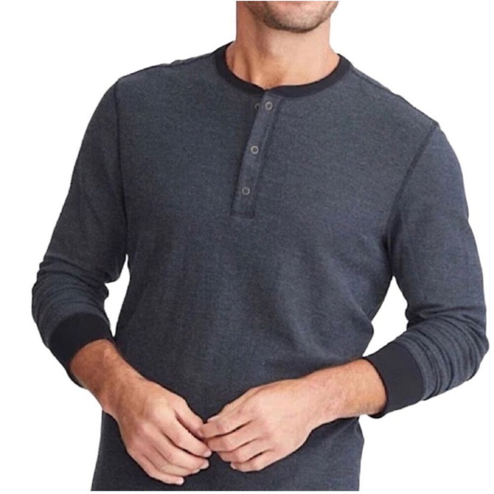 Mens Untuckit‎ Navy Blue Long Sleeve Henley Shirt XX-Large